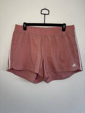 adidas Women's Dusty Pink Athletic Shorts with White Side Stripes
